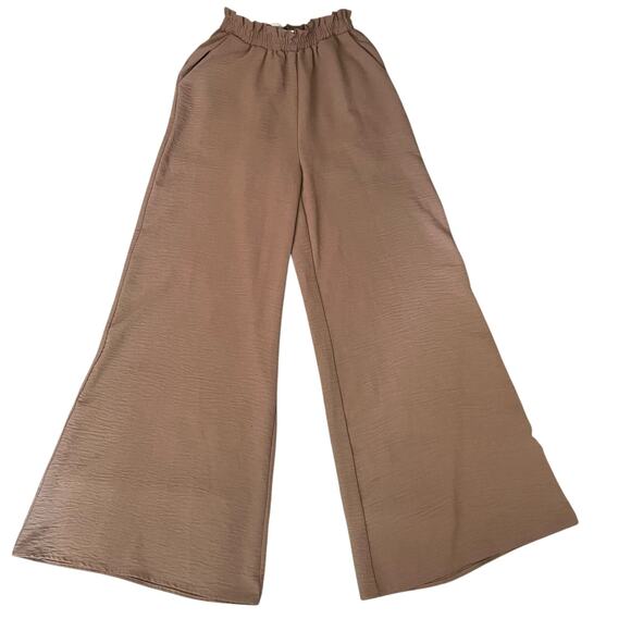 altar'd state pants womens xs tan brown wide leg elastic waist - Picture 1 of 8